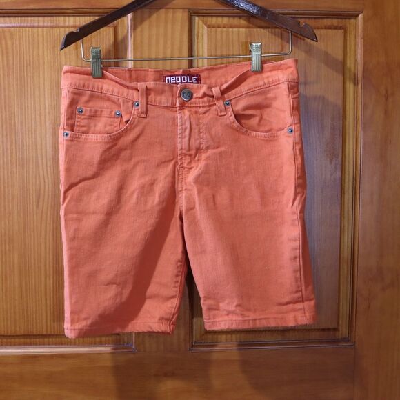 Neo Blue Orange Flat Front Mid-Length Shorts Men's 32 USA Made Stretch Cotton - Picture 2 of 13